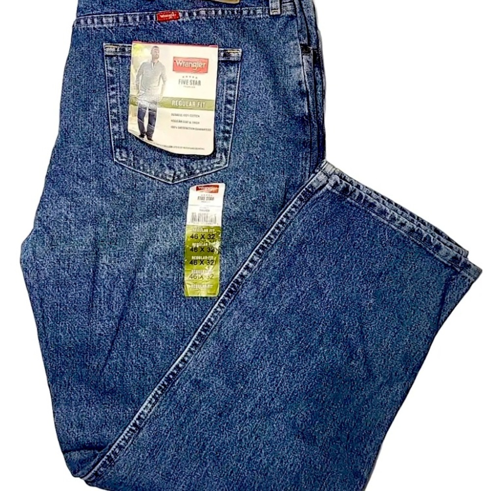 Wrangler Five Star Premium Regular Fit Men's Jeans Size 46x32 Denim